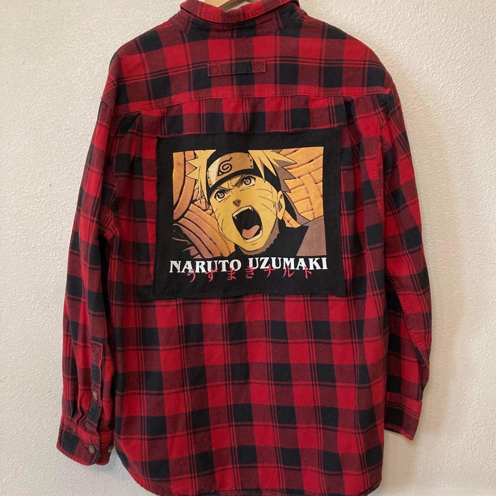 Upcycled Naruto Uzumaki Flannel Shirt